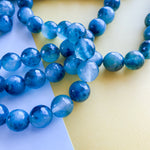 12mm Dark Teal Agate Faceted Round Strand