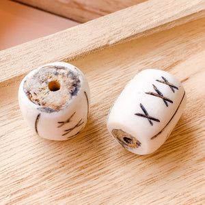 
                
                    Load image into Gallery viewer, 25mm Hand Carved X Barrel Bone Bead - 2 Pack
                
            