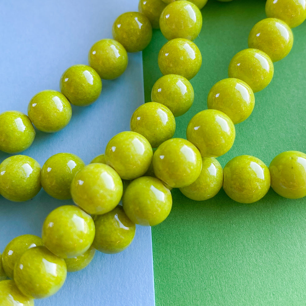 8mm Chartreuse Green Jade Rounds Strand