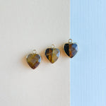 14mm Faceted Tigers Eye Gold Bezel Heart Charm
