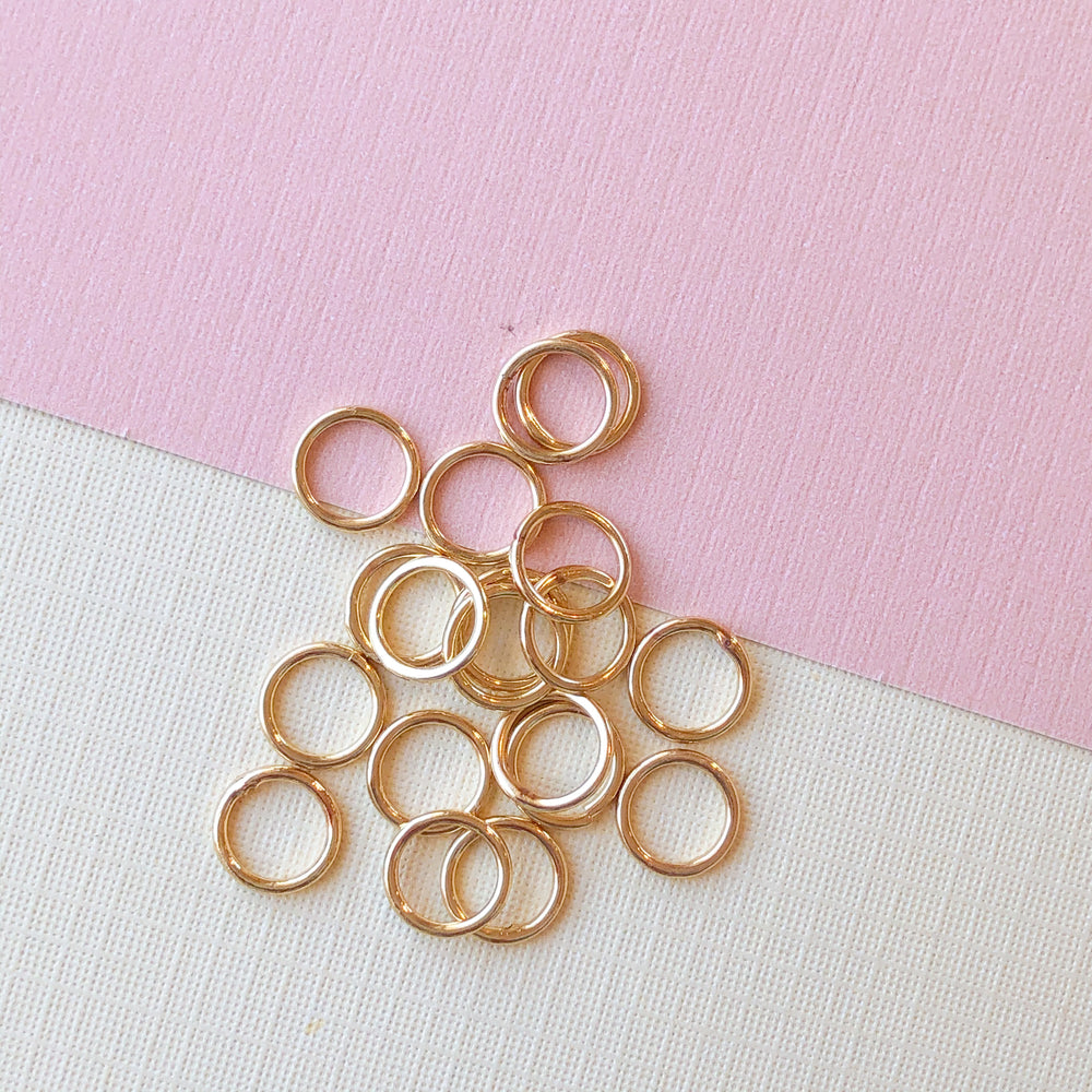 8mm Shiny Gold Plated Soldered Jump Rings - 20 Pack