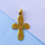 47mm Hammered Gold Plated Cross Pendant