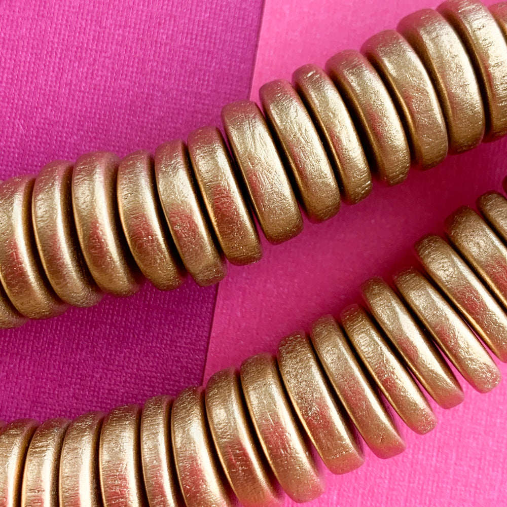 15mm Gold Wood Rondelle Strand - Beads, Inc.