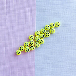7mm Neon Acrylic Smiley Bead - 20 Pack