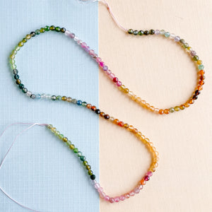3mm Faceted Watermelon Tourmaline Rounds Strand