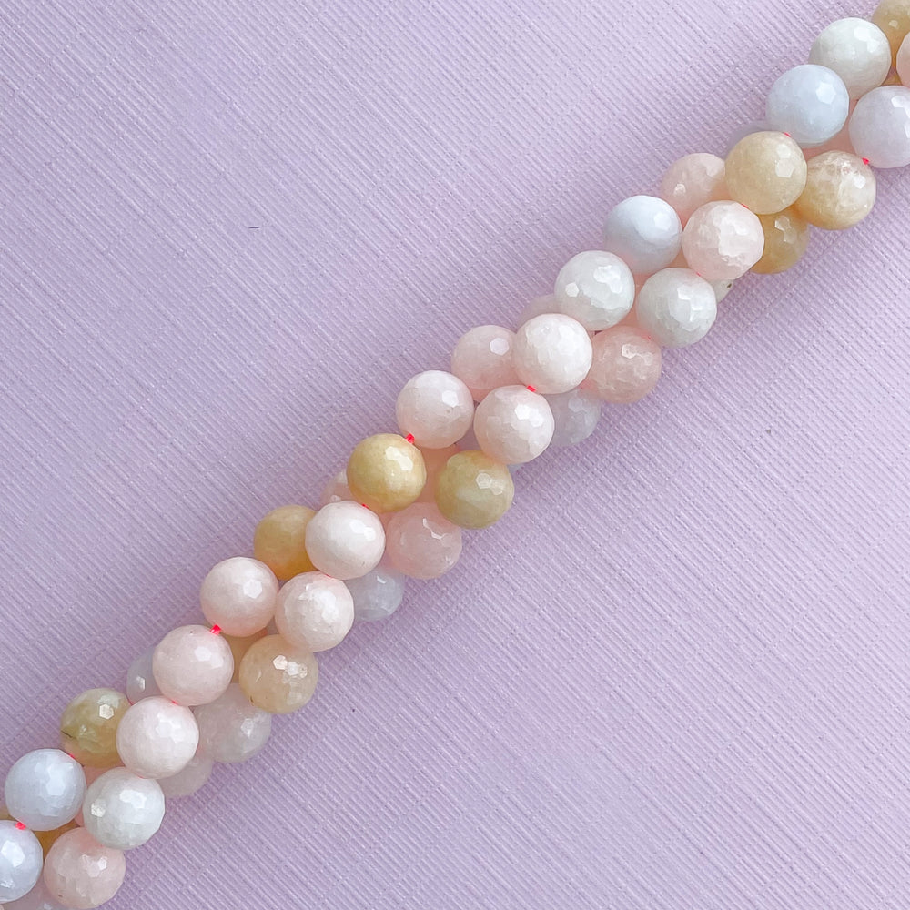 
                
                    Load image into Gallery viewer, 8mm Faceted Morganite Rounds Strand
                
            
