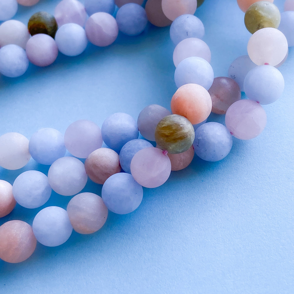 
                
                    Load image into Gallery viewer, 8mm Matte Morganite Rounds Strand
                
            