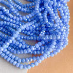 4mm Diamond Finish Opaque Periwinkle Faceted Chinese Crystal Rondelle Strand