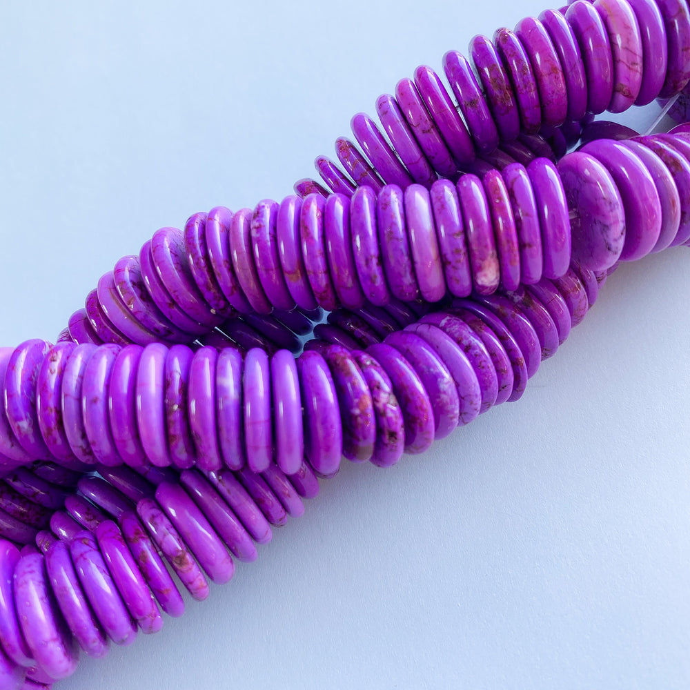 
                
                    Load image into Gallery viewer, 15mm Varigated Purple Magnesite Disc Strand
                
            