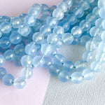 8mm Faceted Translucent Sky Blue Dyed Jade Rounds Strand