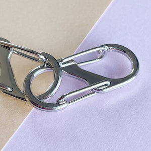 
                
                    Load image into Gallery viewer, 41mm Silver Plated Double Clasp Carabiner Clip
                
            