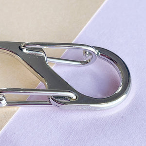 
                
                    Load image into Gallery viewer, 41mm Silver Plated Double Clasp Carabiner Clip
                
            