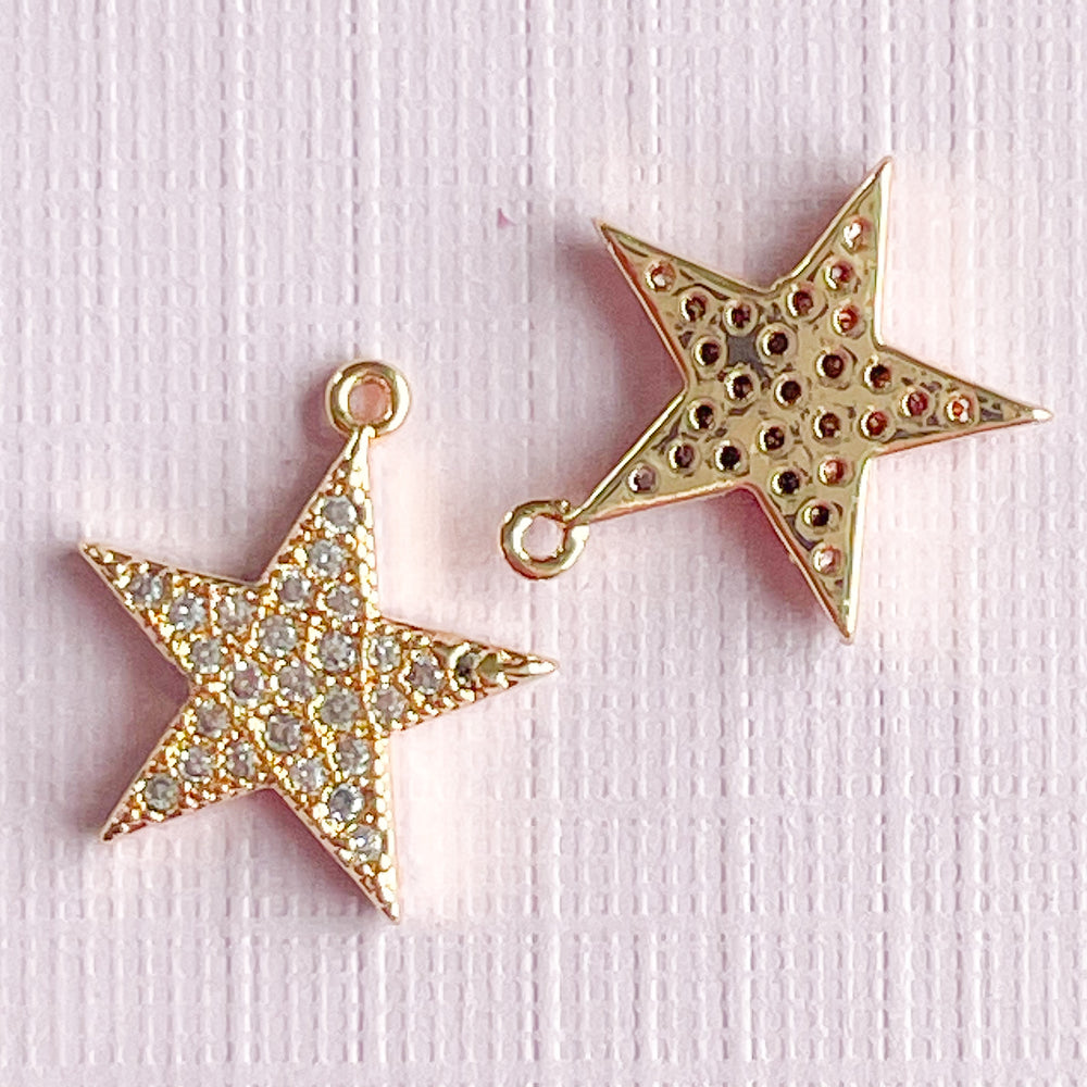 12mm Pave Gold Plated Star Charm