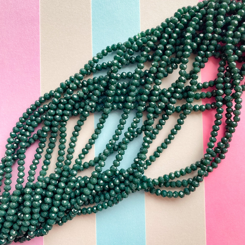 4mm Opaque Spruce Green Chinese Crystal Strand