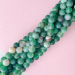 8mm Matte Spearmint Banded Agate Rounds Strand