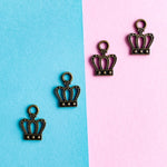 18mm Bronze Finish Pewter Crown Charm - 4 Pack