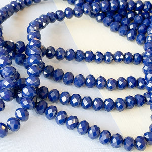 
                
                    Load image into Gallery viewer, 8mm Opaque Navy Faceted Chinese Crystal Rondelle Strand
                
            
