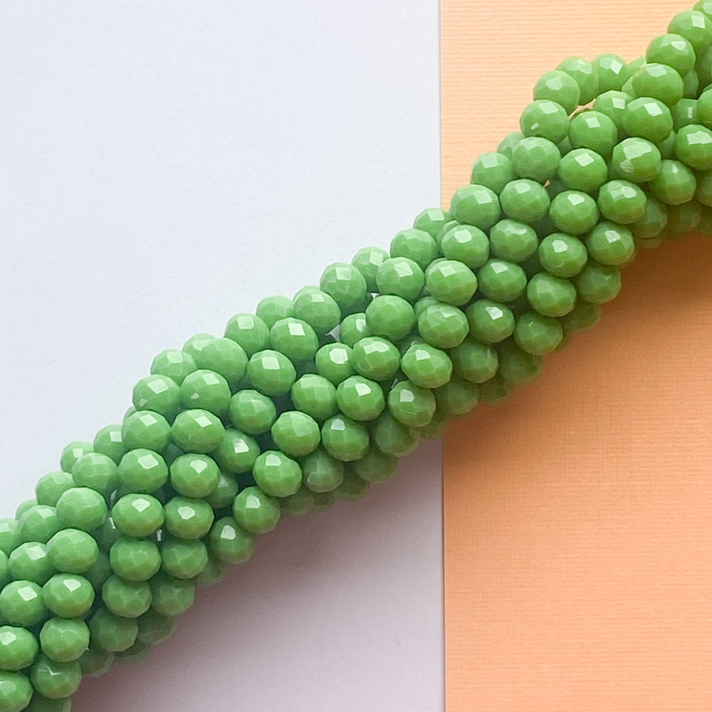 8mm Crocodile Green Faceted Chinese Crystal Rondelle Strand