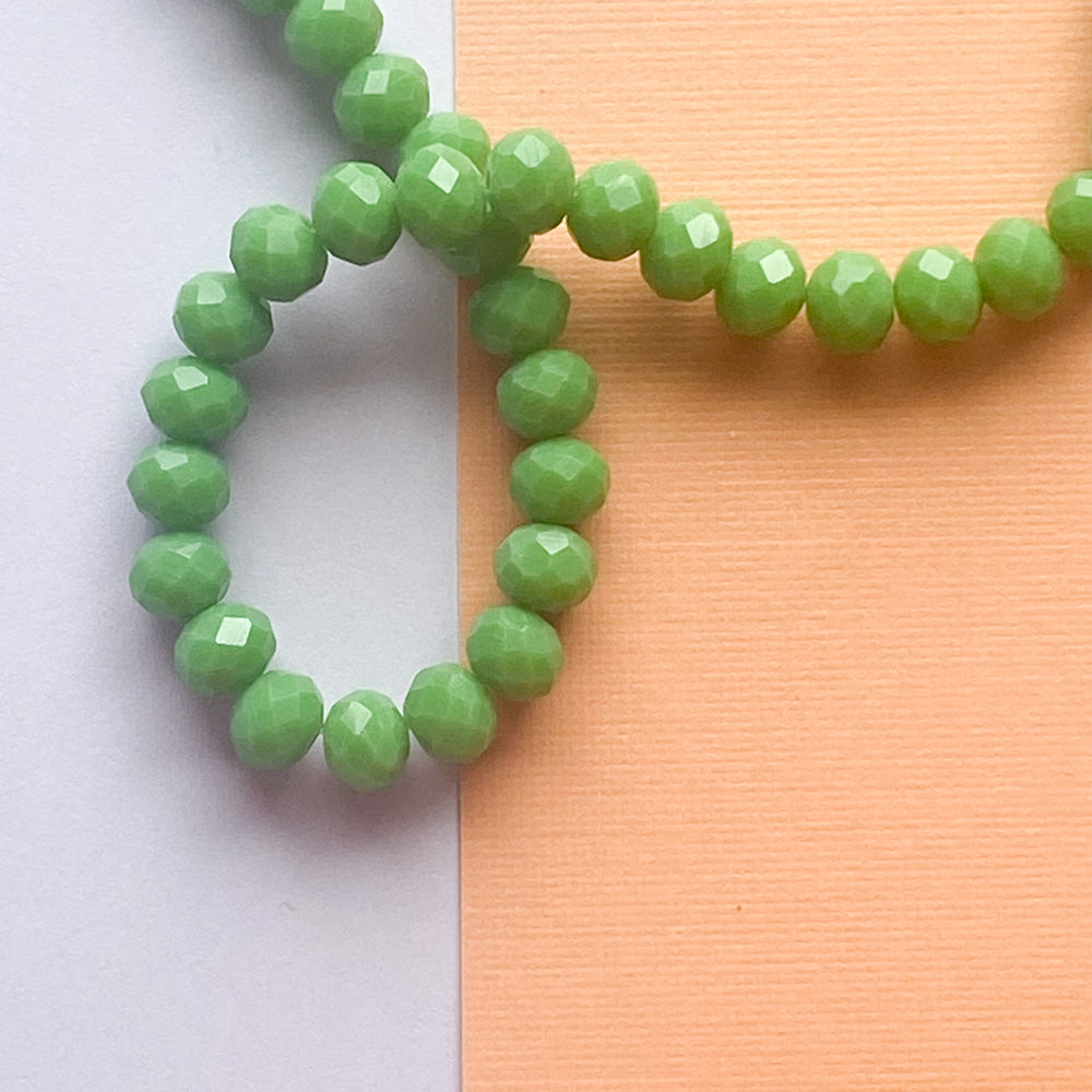 8mm Crocodile Green Faceted Chinese Crystal Rondelle Strand