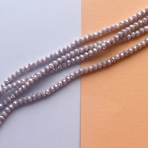 4mm Diamond Finish Lavender Faceted Chinese Crystal Rondelle Strand