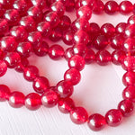 8mm Smooth Crimson Dyed Jade Rounds Strand