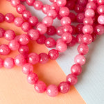 8mm Faceted Berry Dyed Jade Rounds Strand