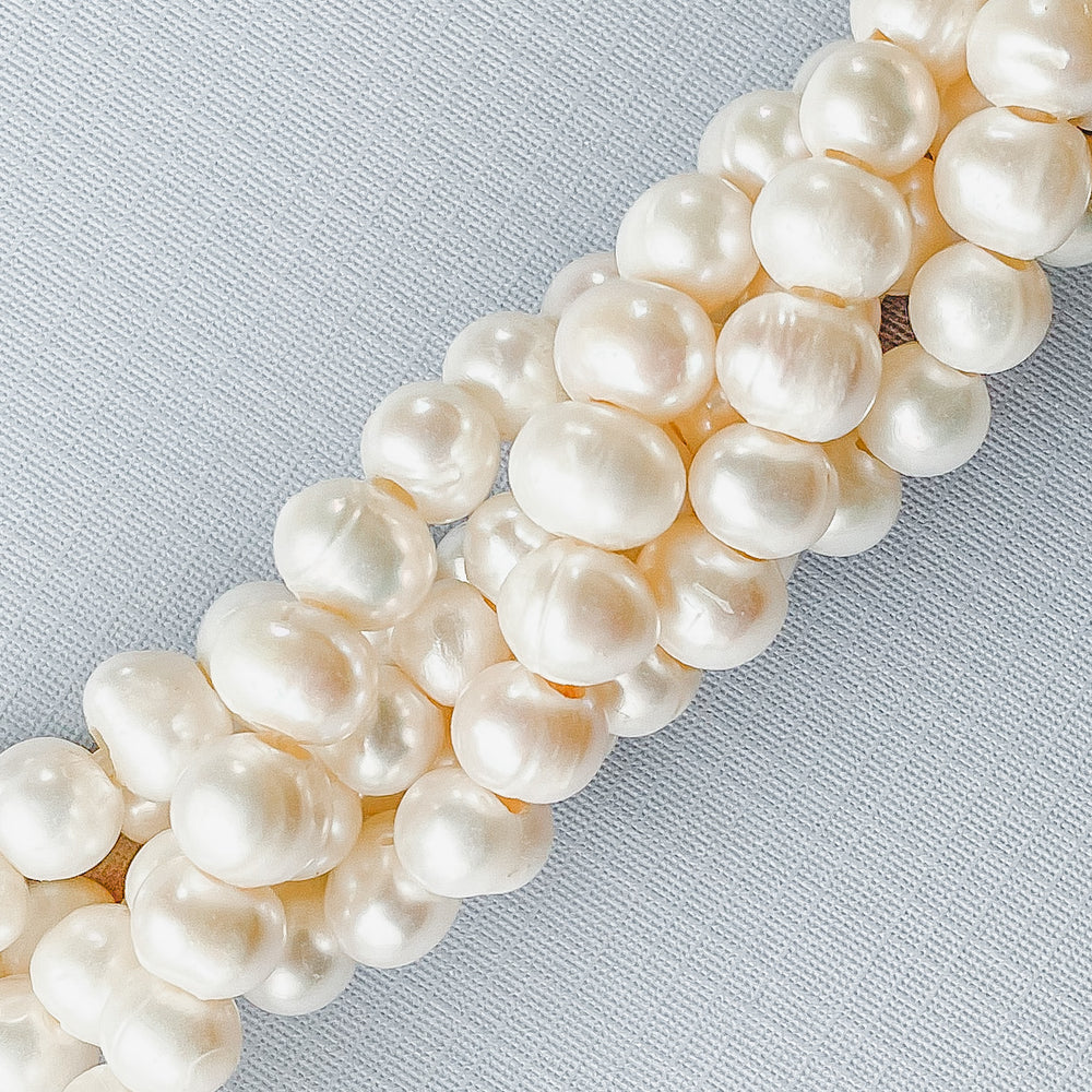 6-8mm Natural Large Hole Freshwater Pearl Strand