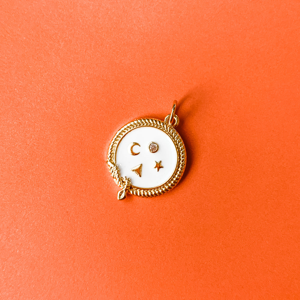 15mm White Enamel Pave Lucky Charm