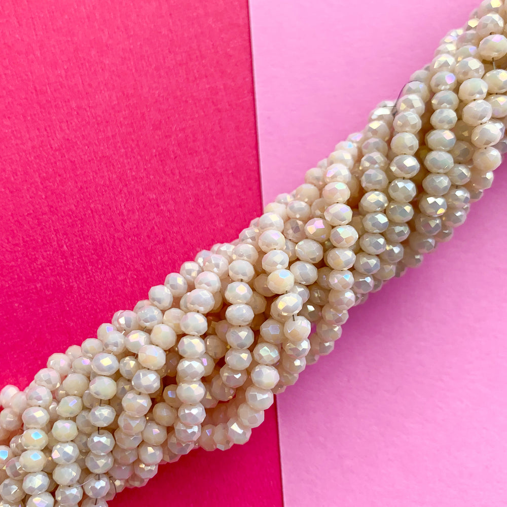 3mm Chiffon Pink Faceted Chinese Crystal Rondelle Strand