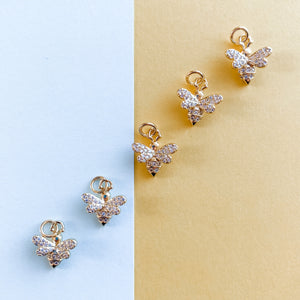 
                
                    Load image into Gallery viewer, 12mm Gold Pave Bumble Bee Charm
                
            