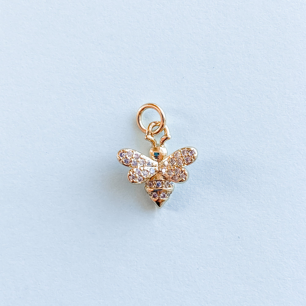 12mm Gold Pave Bumble Bee Charm