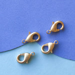 12mm Brushed Gold Lobster Claw Clasp - Pack of 4
