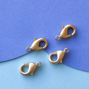 12mm Brushed Gold Lobster Claw Clasp - Pack of 4 - Christine White Style