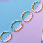 31mm Electroplated Gold Hammered Oval - 4 Pack