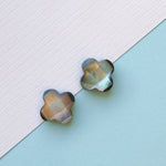 14mm Mother of Pearl Faceted Black "Grade A" Quatrefoil - Pack of 2