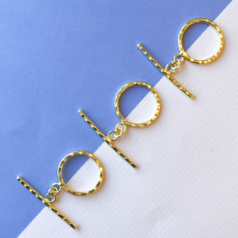 26mm Gold Hammered Toggles - Beads, Inc.