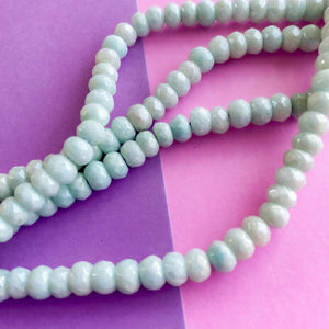 6mm Faceted Amazonite Diamond Coated Rondelle Strand