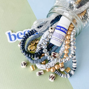 Beaded Bracelet Kit - Silver. Jewellery Making Kit for adults.