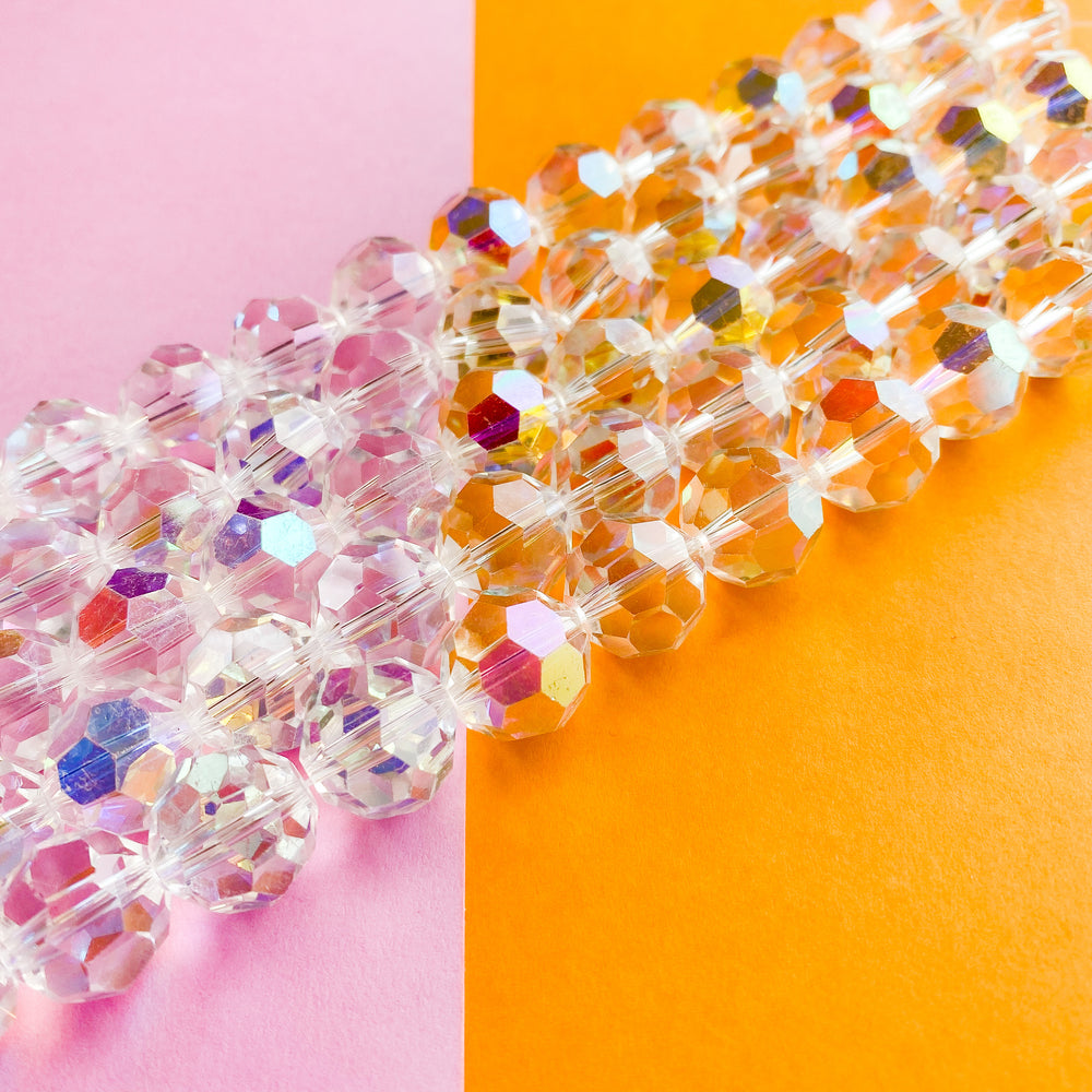 
                
                    Load image into Gallery viewer, 13mm Clear AB Faceted Chinese Crystal Round Disco Ball Strand
                
            