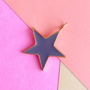 35mm Charcoal Enamel Gold Star Pendant
