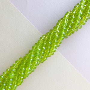 8mm Translucent Chartreuse Faceted Chinese Crystal Rondelle Strand
