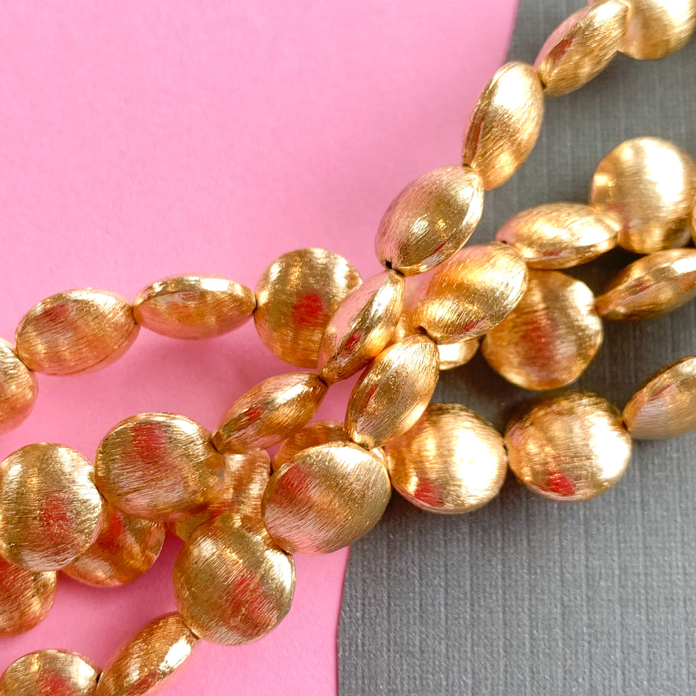 10mm Brushed Gold Puffed Coin Strand