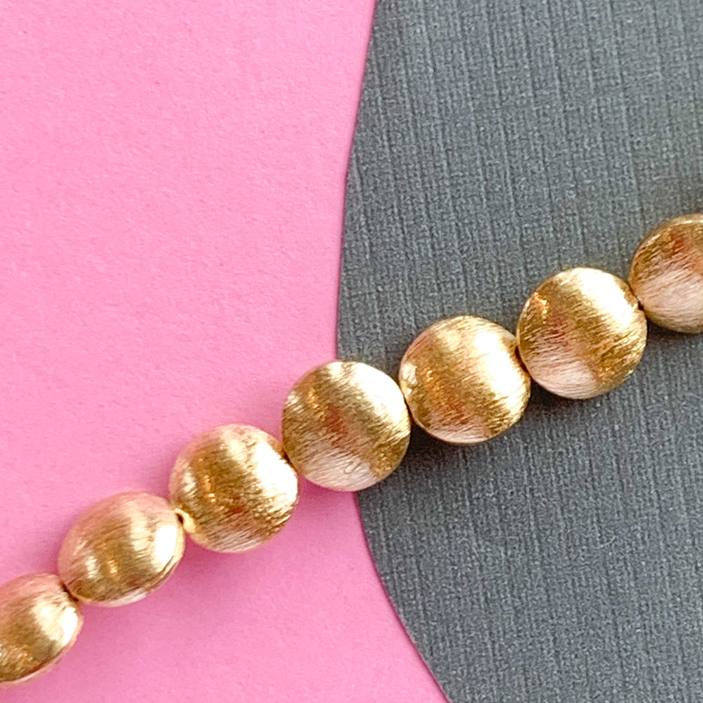 10mm Brushed Gold Puffed Coin Strand