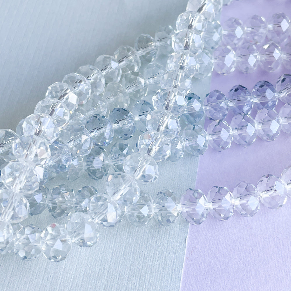 8mm Clear Faceted Chinese Crystal Rondelle Strand