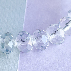 8mm Clear Faceted Chinese Crystal Rondelle Strand