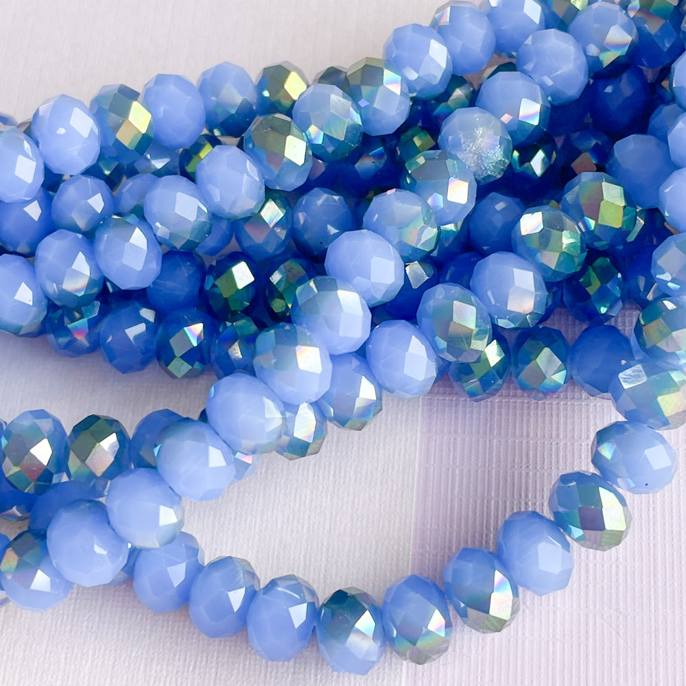8mm Two-Tone Periwinkle Faceted Chinese Crystal Rondelle Strand