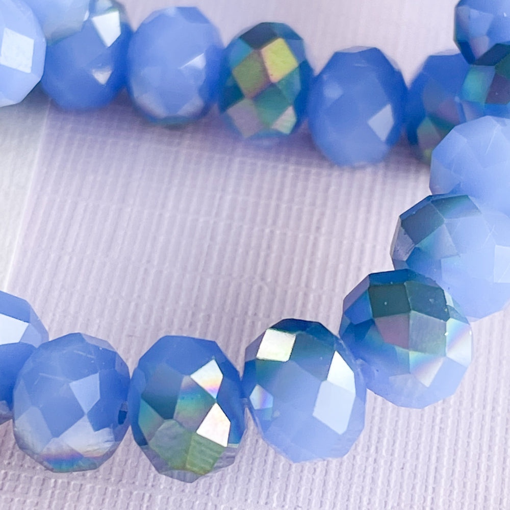 
                
                    Load image into Gallery viewer, 8mm Two-Tone Periwinkle Faceted Chinese Crystal Rondelle Strand
                
            
