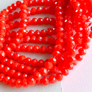 6mm Neon Persimmon Faceted Chinese Crystal Rondelle Strand