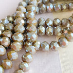 6mm Diamond Finish Coffee Faceted Chinese Crystal Rondelle Strand