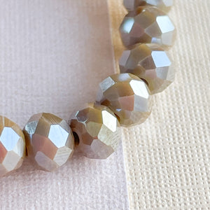 6mm Diamond Finish Coffee Faceted Chinese Crystal Rondelle Strand